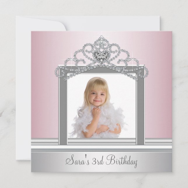 Princess Tiara Foto Princess Birthday Party Einladung (Vorderseite)