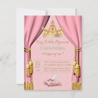 Princess Tiara Glass Slipper Kissen Pink Vorhänge Einladung