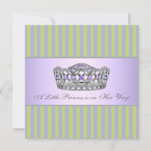 Princess Tiara Green Lila Girl Baby Dusche Einladung (Vorderseite)