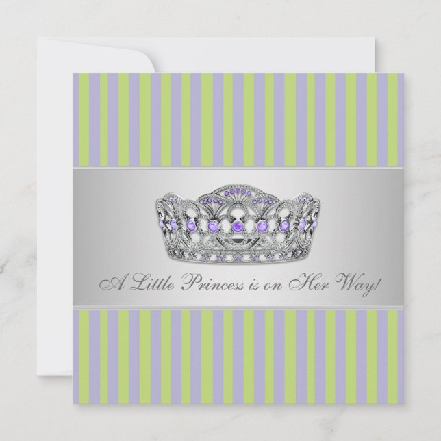 Princess Tiara Green Lila Girl Baby Dusche Einladung (Vorderseite)