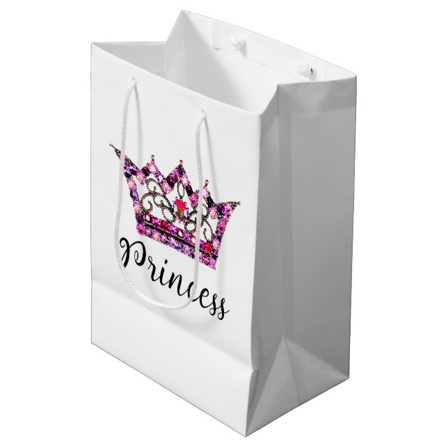 "Princess" Tiara Mittlere Geschenktasche Mittlere Geschenktüte (Vorderseite Schrägansicht)