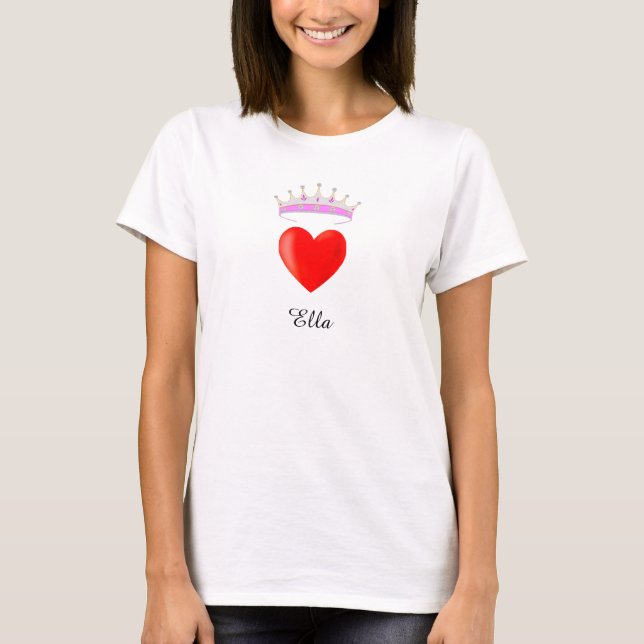 Princess Tiara & Name Kalligraphie T-Shirt (Vorderseite)