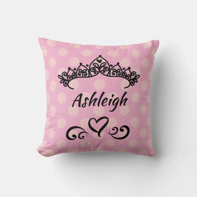 Princess Tiara Pink Polka Dots Kissen (Vorderseite)