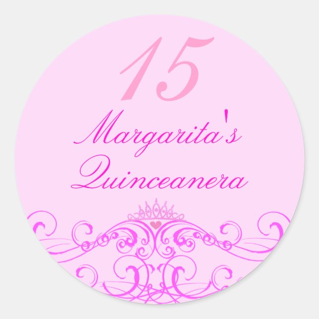 Princess Tiara Pink Quinceanera Sticker (Vorderseite)