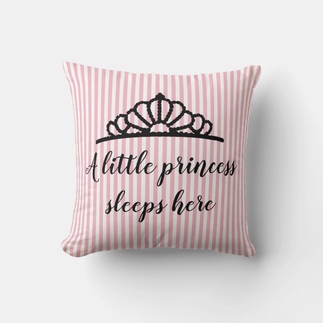 Princess Tiara Pink Streifen Personalisiert Kissen (Vorderseite)