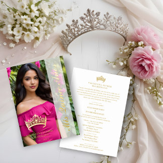 Princess Tiara Quinceañera Photo Fancy Calligraphy Folieneinladung