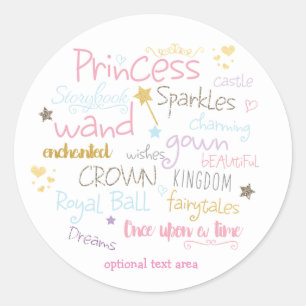 PRINCESS-Typografie-Geburtstagsfeier-Etikett indiv Runder Aufkleber