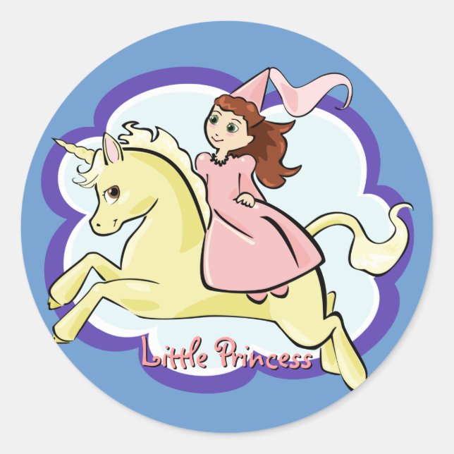 Princess und Unicorn-Aufkleber Runder Aufkleber (Vorderseite)