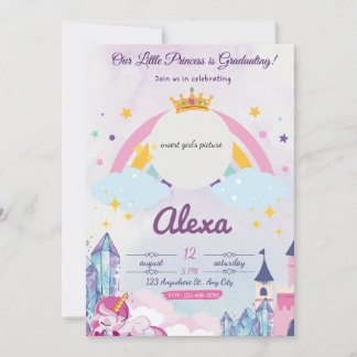 Princess Unicorn Abschluss Einladung für Mädchen