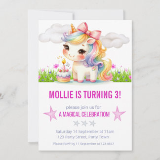 Princess Unicorn Birthday Party Einladung