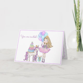 Princess Unicorn Moderne Giro Watercolor Einladung