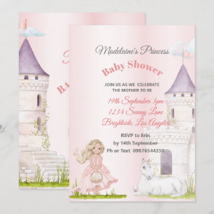 Princess Unicorn Pink Baby Girl Dusche Einladung