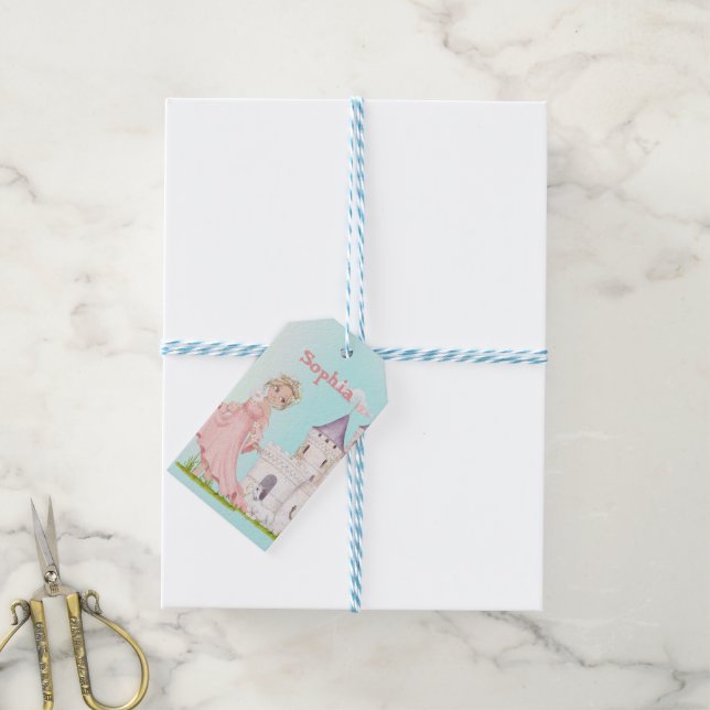 Princess Unicorn Pink Blue Niedlich Geschenkanhänger (Mit Garn)