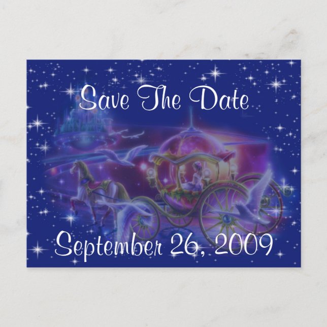 Princess Wedding Save the Date Postkarten (Vorderseite)