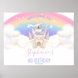 Princess Welcome Sign mit Pastel Rainbow Poster