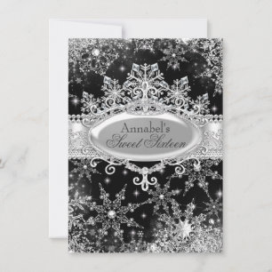 Princess Winter Wonderland Black Sweet 16 Einladun Einladung