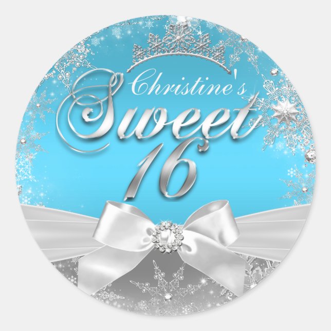 Princess Winter Wonderland Blue Sweet 16 Sticker (Vorderseite)