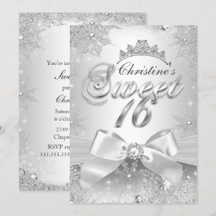 Princess Winter Wonderland Silver Sweet 16 Einladu Einladung