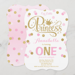 Princesse 1er Anniversaire Invitation Pink Gold In