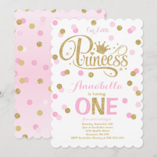 Princesse 1er Anniversaire Invitation Pink Gold In