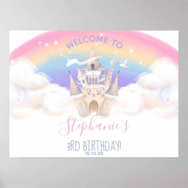 Princesse Affiche de bienvenue avec Pastel Rainbow (Devant)