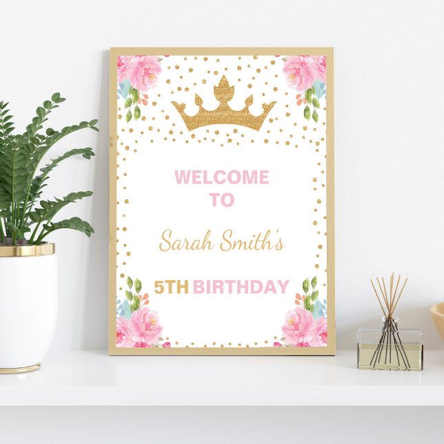 Princesse Affiche de bienvenue, Princesse Bienvenu (Princess Welcome Sign, Princess Birthday Welcome Poster)