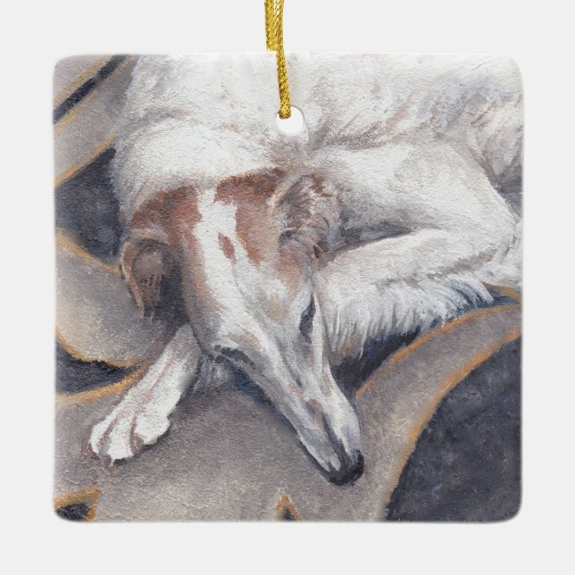 Princesse Alia Borzoi Dog Art Carré Ornement (Devant)