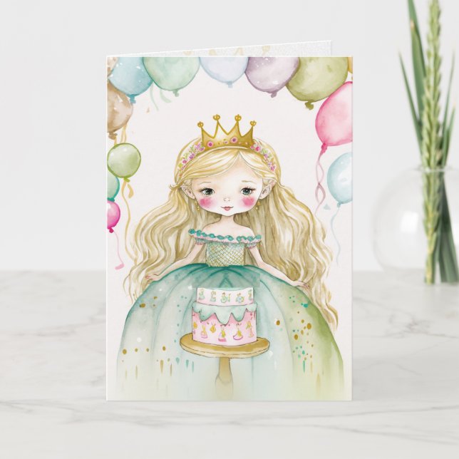 Princesse, Anniversaire, Petite Carte Graphique (Devant)