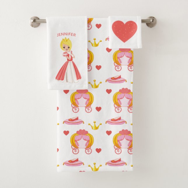 Princesse aux Coeurs Ensemble de serviettes de bai (En situation)