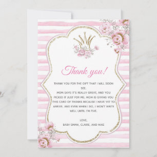 Princesse Baby shower Carte de remerciements