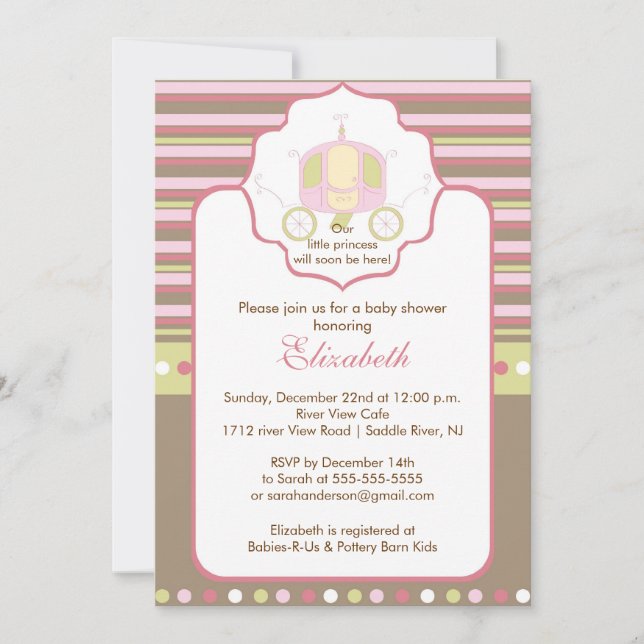 Princesse Baby shower Invitation Jolie transport (Devant)