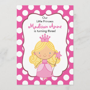 Princesse Birthday Invitation Blonde de point de