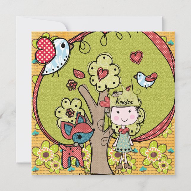 Princesse Birthday Invitation de nature (Devant)