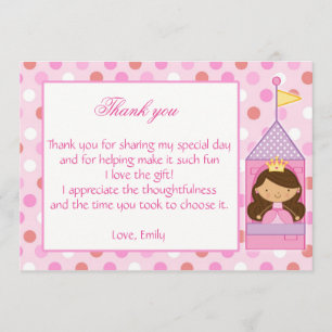 Princesse Carte de remerciements Baby shower d'ann