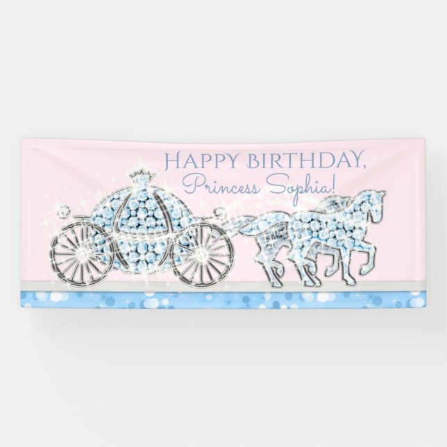 Princesse Cendrillon Bannière de fête d'anniversai (Horizontal)