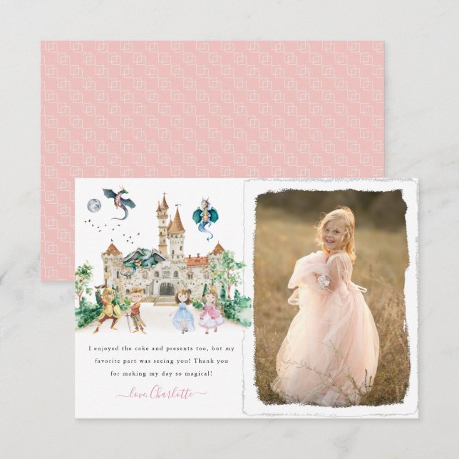 Princesse, Chevalier & Dragons Conte de fée Merci (Devant / Derrière)