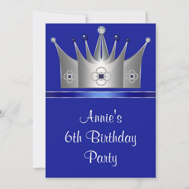Princesse Couronne 6e anniversaire Invitation 6e (Devant)