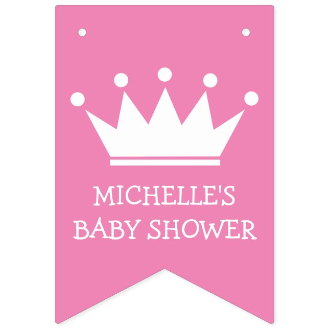 Princesse couronne baby shower de la fête bannière (Premier drapeau)