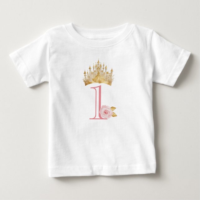 Princesse Crown 1er anniversaire Baby T-shirt (Devant)
