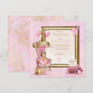 Princesse Crown Gold Pink de faire-part de baby