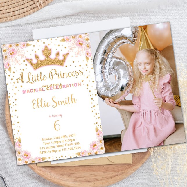 Princesse de la Couronne Invitations d'anniversair (Crown Princess Birthday Invitations with photo)
