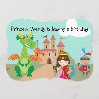 Princesse en Dragon rose et Chevalier Invitation d