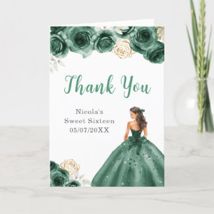 Princesse en Robe Vert foncé Douce 16 Merci