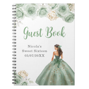 Princesse en Robe Verte Sweet sixteen livre d'hôte