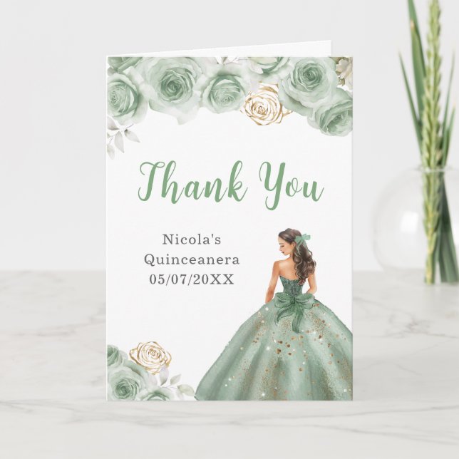 Princesse en Sage Green Robe Quinceanera Merci (Devant)