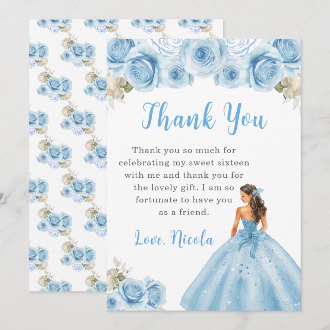 Princesse en Sweet sixteen bleu Merci (Devant / Derrière)
