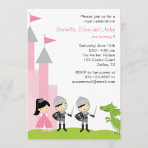 Princesse et Chevaliers Invitations d'anniversaire