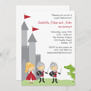 Princesse et Chevaliers Invitations d'anniversaire