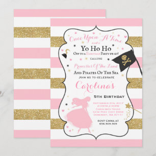 Princesse Et Pirate Invitation Anniversaire