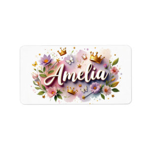 Princesse Floral Nom Étiquettes - Sticker personna